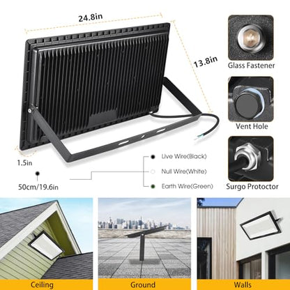 XYCN 1000W 2pack LED Flood Lights Outdoor,4200 watt Equivalent 99000LM Super Bright LED Arena Lights 85-277V IP65 Waterproof 5000K Daylight Commercial Lighting for Stadium,Backyard, Parking lot etc - color: 1000W 2pack led flood light