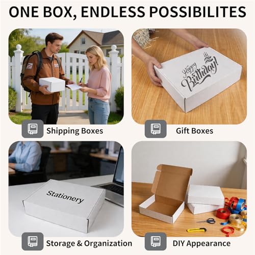 Fishat 13" x 10" x 3" White Corrugated Cardboard Shipping Boxes Set of 25 - size: 13" x 10" x 3"
