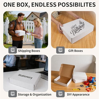 Fishat 13" x 10" x 3" White Corrugated Cardboard Shipping Boxes Set of 25 - size: 13" x 10" x 3"
