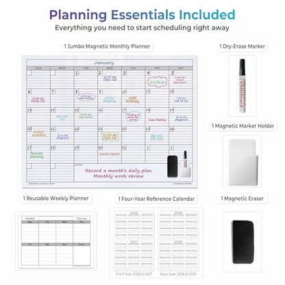 Extra Large Magnetic Dry Erase Calendar, 38x50” - color: Magnetic