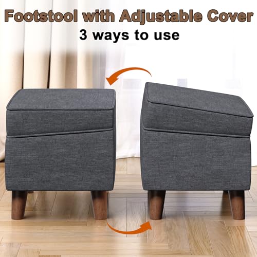FAGAGA 18" Storage Ottoman with Adjustable Cover, Soft Step Stool - color: Light Gray, size: 15.8"D x 18.5"W x 15.8"H