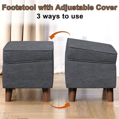 FAGAGA 18" Storage Ottoman with Adjustable Cover, Soft Step Stool - color: Light Gray, size: 15.8"D x 18.5"W x 15.8"H