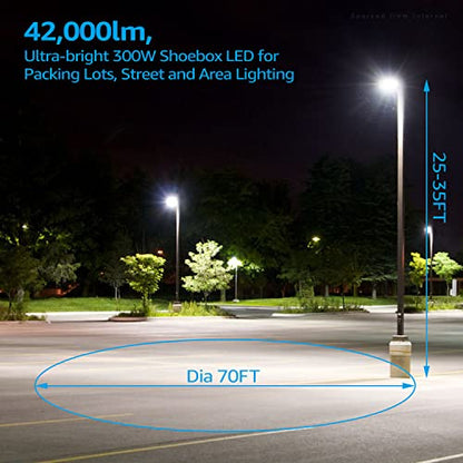 LEONLITE 300W LED Parking Lot Light, 1-10V Dimmable, 42,000lm UL & DLC - size: 27 Inch