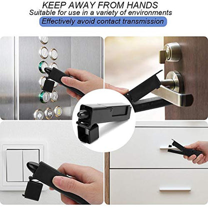 Dioche No-Touch Door Opener, Contactless Safety Door Opener, Elevator Press Stick Button Pusher Tool, Easy to Carry (Black, ABS)