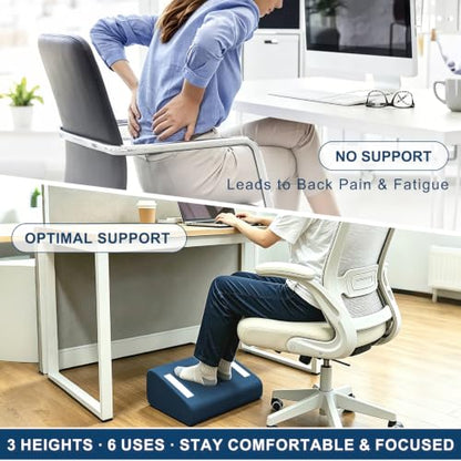 Under Desk Foot Rest, 6-in-1 Ergonomic Footrest, 5 Adjustable Heights-Blue - color: Blue