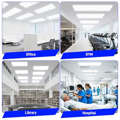 hykolity 2x4 LED Flat Panel Troffer Light 5CCT Dimmable,Drop Ceiling,4Pack