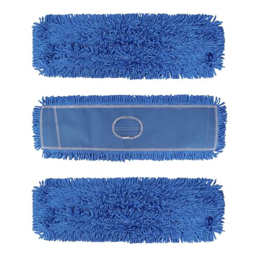 3 Pack 24 Inch Microfiber Dust Mop Head, Medium Washable Commercial Sweeper and Janitorial, Blue - color: Blue - 24 Inch - 3 Pack - Scrubby