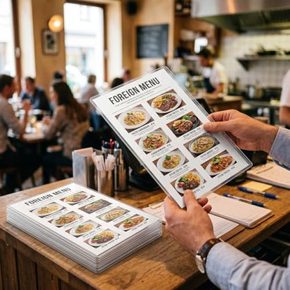 Klmnop Rigid Menu Covers 8.5" x 14", 12 Pack, 2 View Clear Menu Holder