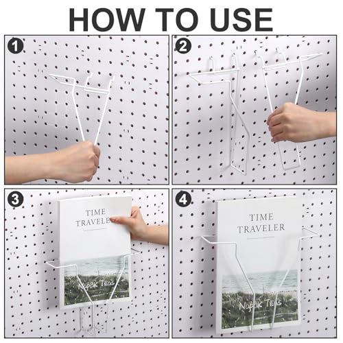 Wonderjune 4 Pcs Expandable Literature Display for Pegboard, White - color: White