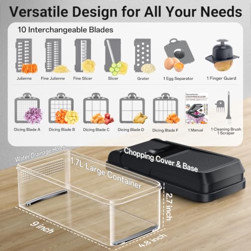15-in-1 Vegetable Chopper with 10 Blades, Food Veggie Cutter, Gray - color: Gray, size: 10 Blades
