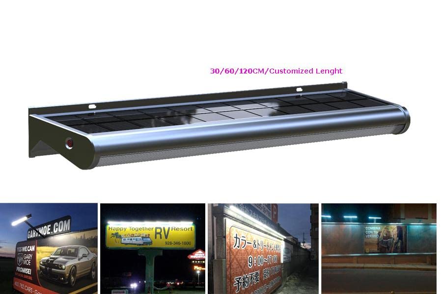 eLEDing Solar Powered 4FT 96-LED Wall Light – Outdoor Weatherproof Wireless Billboard & Sign Security Light, Dusk-to-Dawn Continuous Illumination for Patio, Back Door, Building, Bus Stop - size: 20W