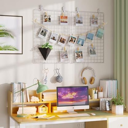 C&AHOME Photo Wall Display Set of 2, Wall Grid Panel, 17.7" x 25.6", White - color: White, size: 17.7 x 25.6 (45x65cm)