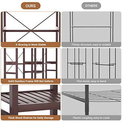 Homykic Bamboo Clothing Rack with 7 Shelves, 5 Rods, 70” Wide, Espresso - color: Espresso, size: III Large