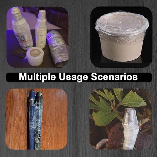 4 Pcs Mini Stretch Wrap Film, 1.57" x 656 FT Hand Stretch Wrap Roll, Mini Clear Unheated Shrink Wrap for Securing Small Bottles Jars Cans Tin Seal Packing & Gift Wrap Rolls