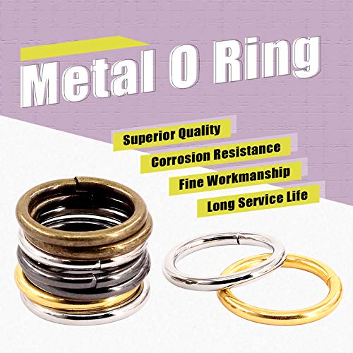 Swpeet 60Pcs Heavy Duty 1 Inch / 25mm Metal O Ring, Webbing Belts Buckle Metal Rings for for Belt Bags DIY Accessories Keychains Belts and Dog Leash - Sliver, Bronze, Gold, Gun-Black (Metal O Ring) - style: Metal O Ring