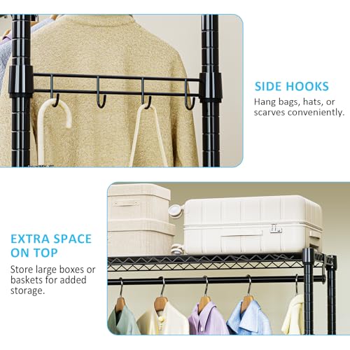 IZEUK Heavy Duty Rolling Garment Rack Wire Clothes Rack for Hanging Clothes (Black, 3 Tier with 2 Rod, 29.5" W x 15.7" D x 75" H) - color: Black, size: 3 Tier with 2 Rods, 15.7"D x 29.5"W x 75"H