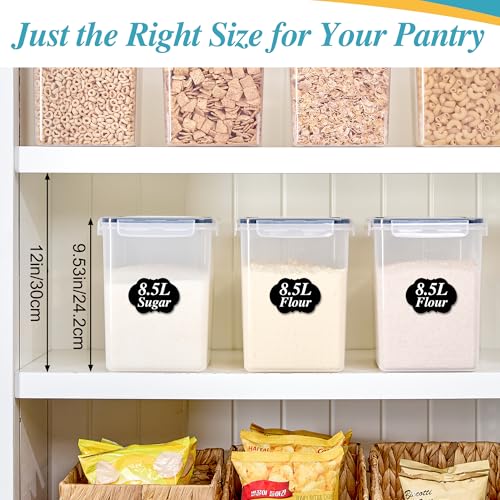 Vtopmart 8.5L Extra Large Flour Sugar Storage Containers, 2 PCS, Black - color: Black, size: 8.5L