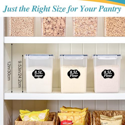 Vtopmart 8.5L Extra Large Flour Sugar Storage Containers, 2 PCS, Black - color: Black, size: 8.5L