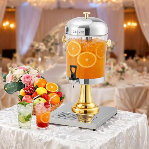 2.2 Gallon Stainless Steel Beverage Dispenser with Ice Core, Gold - color: Gold, size: 2.2 Gallon
