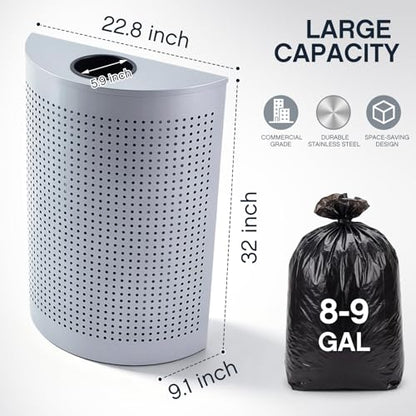 BreezeHug 12 Gallon Commercial Trash Can Stainless Steel Open-Top Waste Bin