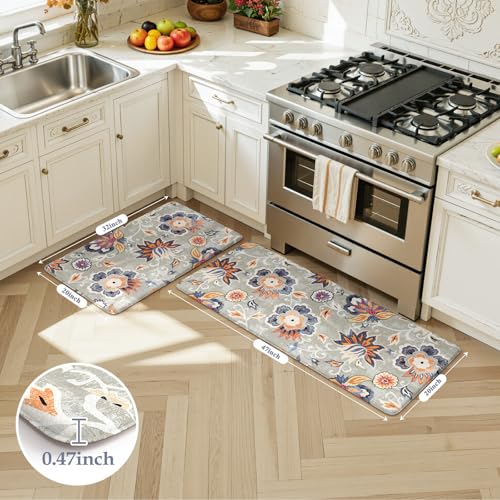 LEEVAN Anti Fatigue Kitchen Mats for Floor, Cushioned Kitchen Mat Set 2PCS - color: Grey, size: 20"x31"+20"x47"-0.47inch