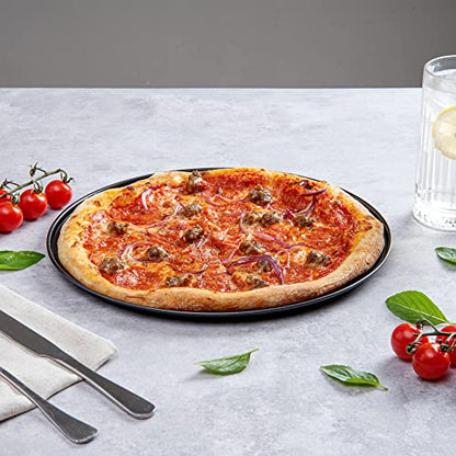 Restaurantware Met Lux 13 Inch Pizza Pan With Holes 1 Heavy-Duty Pizza Pan With Holes - Perforated Non-Stick Carbon Steel Pizza Crust Pan Keeps Pizza Fresh For Any Food Service Establishments - size: 13" (Pack of 2)