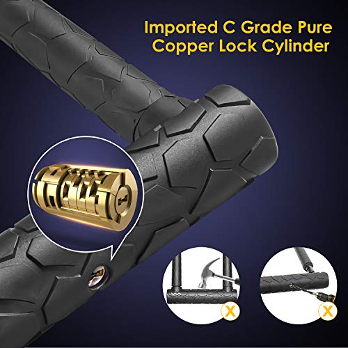 Bike Lock Heavy Duty Anti Theft, Keyed Bike U Lock with 4FT Security Cable and Mounting Bracket for Road Bike, Mountain Bike, Folding Bike - size: short/20