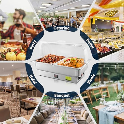 Electric Chafing Dish Buffet Server with Knob Temperature Control - size: 603-Dual Pan