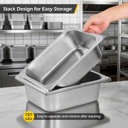 Dyna-Living Hotel Pans with Lids 1/2 Half Size Food Pans 4 Pack Steam Pans - color: With Lids, size: 4 Inch Deep