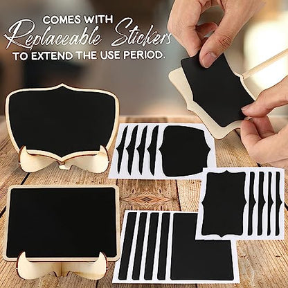 Mini Chalkboard Signs, 30 Pack Framed Small Chalk Board Food Labels with Easel Stand for Party Buffet or Wedding Celebration, Wooden Blackboard as Place Cards for Table Setting or Numbers (30)