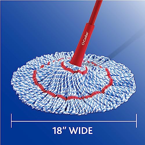 O-Cedar MicroTwist MAX Microfiber Twist Mop with 1 Extra Refill | Features Hands-Free Wringing | Extra Large 18-Inch Mop Head | Safe on All Floor Types,Red