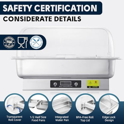 Electric Chafing Dish Buffet Server Set with Button Panel Control - size: 604-Dual Pan