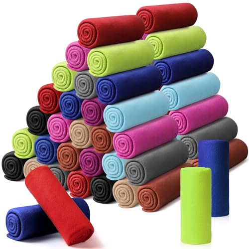 Kinlop 60 Packs Fleece Throw Blanket Bulk 60x50 Inch Soft Lightweight - color: Chic Color