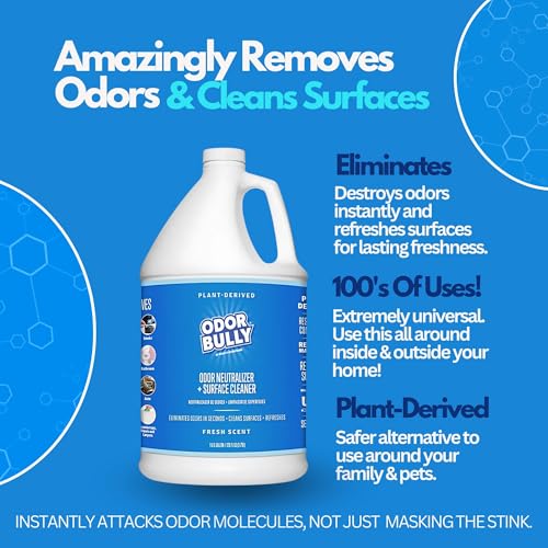Whip-It Odor Bully Instant Odor Neutralizer - Powerful Plant-Based Formula | Eliminate Stubborn Odors from Home and Car | Fresh Laundry Scent | Dual Purpose Odor Control/Cleaner - 128 oz