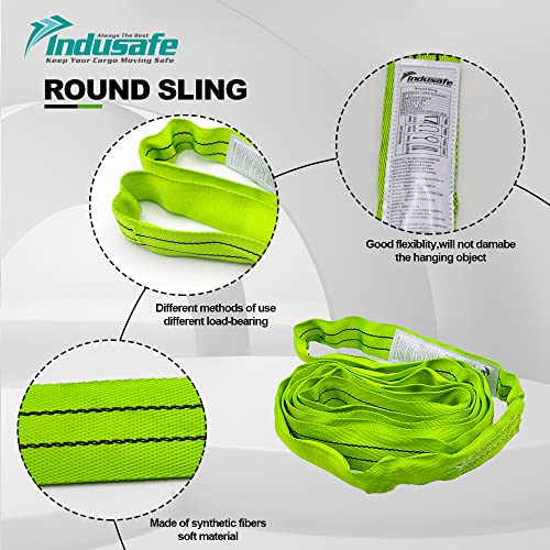 Green Polyester Endless Round Sling Heavy Duty Poly Lifting Sling 5300lbs Vertical Capacity, 9 Feet Length, Pack of 10 - size: 10 Pack