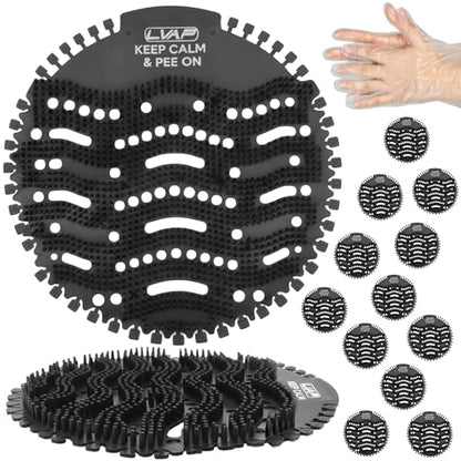 Urinal Screen Deodorizer (12 Pack) Odor Protection for Toilets in Office, Schools, Restaurants Bathroom, BLACK Anti-Splash - 12 Urinal Cakes + 12 Free Gloves - color: BLACK-12pcs
