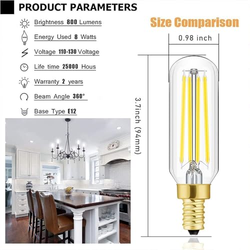 E12 Led Bulbs 8W Dimmable Candelabra Light Bulbs 5000k Cool White T6 - color: 8w=100w Cool White 5000k