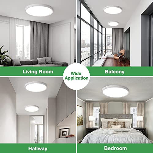 15.8Inch 2PK White LED Flush Mount Ceiling Light,32W,3480LM,3CCT Selectable - color: White, size: 15.8" 2PK