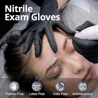 SwiftGrip Disposable Nitrile Exam Gloves, Black Nitrile Gloves Disposable Latex Free for Medical, Cooking & Esthetician - color: 11 Black (L, 1000ct)