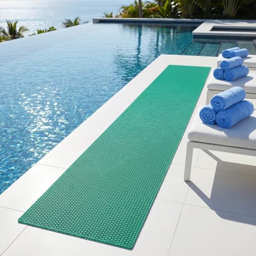 Drainage Non Slip Flooring Mats Swimming Pool Bathroom Anti-Fatigue Rubber Matting 3x10 Ft Heavy Duty Commercial Anti Slip Floor Mats for Garage Restaurant Sauna SPA (Green, 3×10ft/0.9 * 3M) - color: Green