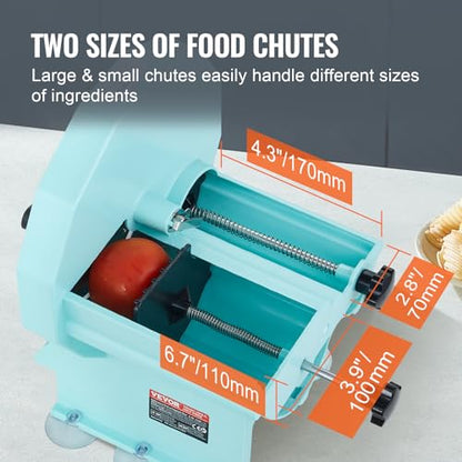 VEVOR Manual Vegetable Fruit Slicer, 0-0.5"/0-12mm Thickness Adjustable Commercial Slicer Machine, Double Feed Ports, Stainless Steel Blade Food Cutter Slicing Machine for Cucumber, Lemon, Tomato - size: Manual-Vegetable-Plastic
