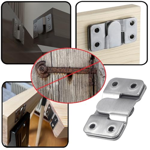 Flush Mount Bracket with Screws 6 Sets Hanging Buckle Kit, Interlocking Heavy Duty Photo Frame Hook, Furniture Connector for 100lb Picture Hangers Art Gallery Wall Mount Hardware, Stainless Steel (6)