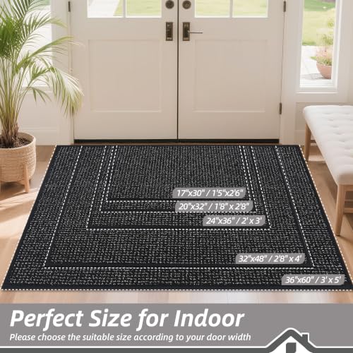 BEQHAUSE Dirt Trapper Door Mat 36" x 60", Non-Slip Washable Doormats, Black - color: Black, size: 36" X 60" (Rectangular)