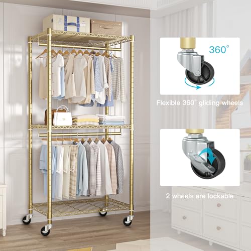 FUTASSI P1 Medium Heavy-Duty Portable Closet, 30" W x 14" D x 76" H, Gold - color: Gold, size: P1 Medium