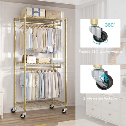 FUTASSI P1 Medium Heavy-Duty Portable Closet, 30" W x 14" D x 76" H, Gold - color: Gold, size: P1 Medium