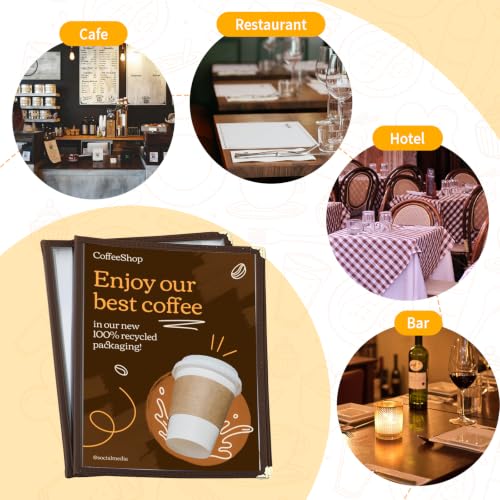 2Pcs 8.5 x 11" Menu Covers, 3 Page Transparent Restaurant Menu Cover - size: 3 Page