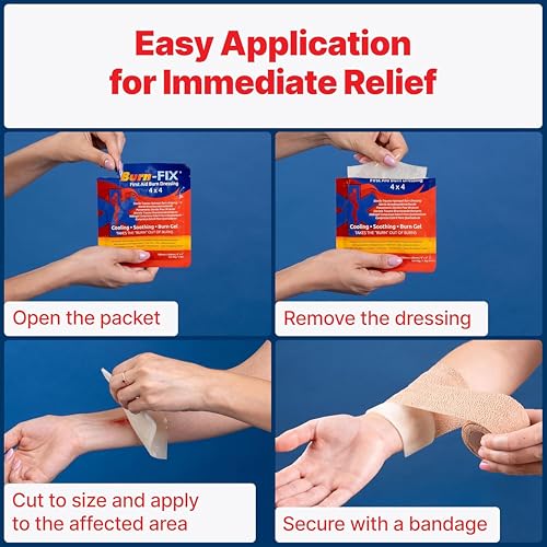 BurnFix® Burn Gel Dressing, 4 Pack, Sterile 4x4 Hydrogel Burn Pads - size: 1.4 Ounce (Pack of 4)