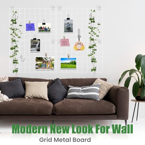 CIKLCIX Wire Wall Grid Panel Set of 4, Photo Display Board & Memo Board - color: White, size: 4 Pack