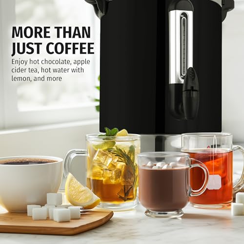 Zulay Kitchen Commercial Grade Coffee Maker Hot Water Urn - Percolator With Double-Wall Stainless Steel, Quick Brew, Stays Hot for Tea & Beverage at Events & Catering - Black - 50 cups - color: Black, size: 50 Cup