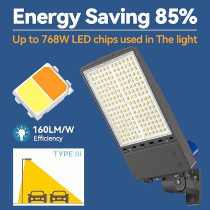 360W LED Parking Lot Light 2Pack: 250W/300W/360W Selectable, Shoebox Light